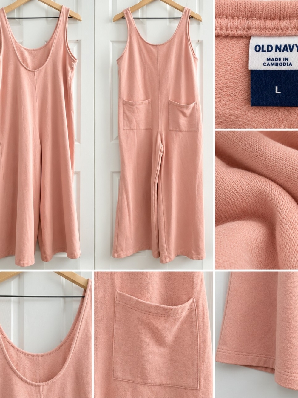 Old Navy Dusty Peach Sleeveless Wide-Leg Jumpsuit